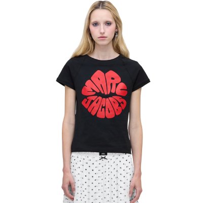 THE KISS LIPS MARC KISS LOGO SHRUNKEN TEE